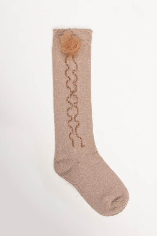 Meia pelo joelho com bordado
