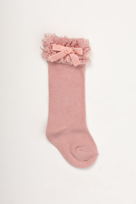 Meia pelo joelho com renda