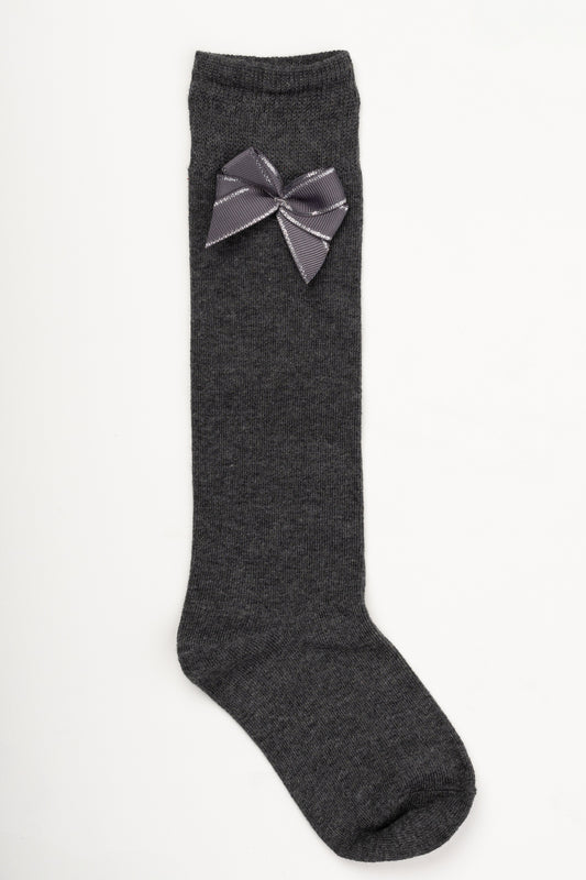 Meia pelo joelho com laço